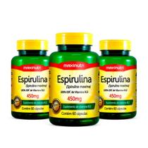 Kit 03 Espirulina 450Mg Com 60 Cápsulas Maxinutri