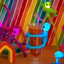 Kit 03 Estica E Puxa Et Robo Tubo Led Ventosa Brinquedo Criança Diversão poptube