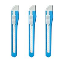 Kit 03 Estilete Estreito Plástico com Trava ES04 - Tilibra