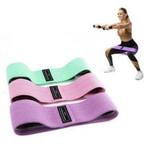 Kit 03 Faixas Elásticas Para Treino De Resistência Yoga Fitness Pilates Bands Material Ultra Resistente