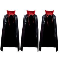 Kit 03 Fantasia Capa Adulto Vampiro Drácula -