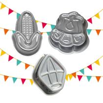 Kit 03 formas - Festa Junina - Fogueira, Milho e Balão Kit 03 formas - Festa Junina - Fogueira, Milho e Balão