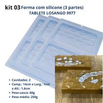 Kit 03 Formas Tablete Losango 60g (3 Partes "01 silicone") cod 9977 - BWB