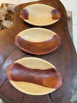 Kit 03 Gamela Petisqueira Caiacão Travessa Tigela Artesanal Em Madeira