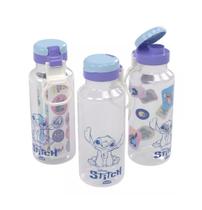 Kit 03 Garrafa Squeeze Fun Abre Fácil Stitch 600 Ml Com Cartela de Adesivo Plasútil kwaii Personagem Fofo