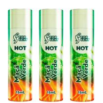 Kit 03 Gel Hot Comestível de Maça Verde Saboroso 15Ml ForSexy