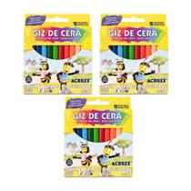 Kit 03 Giz de Cera Acrilex 12 cores - 48g