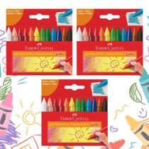 Kit 03 Gizão de Cera Escolar Jumbo 12 Cores Faber-Castell Papelaria Material Escolar Infantil Kit 03 Gizão de Cera Escolar Jumbo 12 Cores Faber-Castell Papelaria Material Escolar Infantil