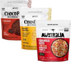 Kit 03 Granola KETO Low Carb Sabor Morango Vanilla,Chocopops e CornFlakes-Hart's Natural Kit 03 Granola KETO Low Carb Sabor Morango Vanilla,Chocopops e CornFlakes-Hart's Natural