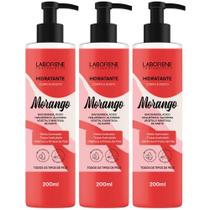 Kit 03 Hidratante Corporal e Facial Morango Laborene 200ml