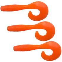 Kit 03 Iscas Matadeira Grub Simples 9cm Isca Soft Original Cauda Ativa Para Predadores Várias Cores Traíra Tilápia Tucunaré Pesca Pescaria