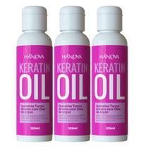 Kit 03 Keratin Oil Óleo De Queratina Termo Ativada Hanova 120ml