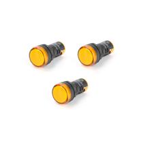 Kit 03 Lampada Sinaleiro Led 22mm AD16-22DS - 220V - Amarelo