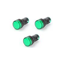 Kit 03 Lampada Sinaleiro Led 22mm AD16-22DS - 220V - Verde