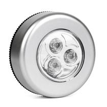 Kit 03 Lâmpadas Dentro De Led Adesiva Sem Fio Touch De Pilha De Segurança Portátil Para Armário