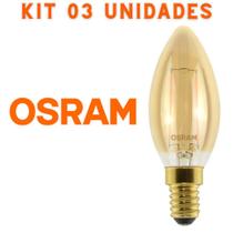 Kit 03 lampadas led vintage vela 2w 2500k 127v e14 - osram