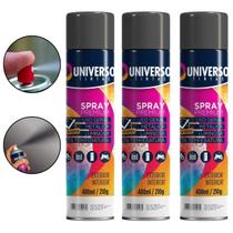 Kit 03 Latas Tinta Spray Preto Fosco 400Ml Uso Geral