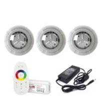 Kit 03 Led 4w Rgb Luxpool + Central Touch + Fonte 12v