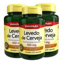 Kit 03 Levedo de Cerveja 450mg Maxinutri 120 Capsulas