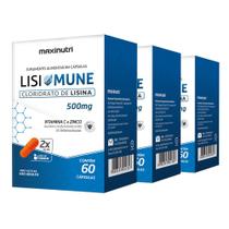 Kit 03 Lisimune Lisina/Vitamina C/Zinco 60 Cápsulas Loja Maxinutri
