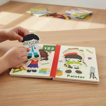 Kit 03 Livros Quebra Cabeça Em Mdf Método Montessori Educacional Infantil Didático VMP Colorido