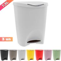 Kit 03 Lixeiras Cozinha Banheiro Escritório C/ Pedal 7,5L