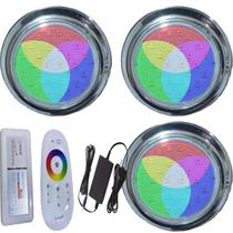 kit 03 LUMINARIA PISCINA HIPER LED 15W INOX 316 RGB ROSCA kit 03 LUMINARIA PISCINA HIPER LED 15W INOX 316 RGB ROSCA