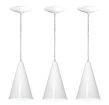 Kit 03 Luminárias Pendente Cone em Alumínio - Cor Branco