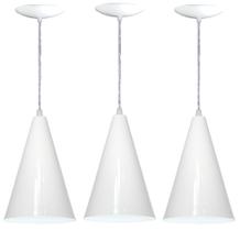 Kit 03 Luminárias Pendente Cone em Alumínio - Cor Branco