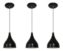 Kit 03 Luminárias Pendente Modelo Funil - Ideal para Balcão Cozinha Americana, bancada, sala - Lustres Amandini