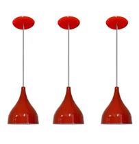 Kit 03 Lustres Pendente Colorido - Balcao Cozinha Americana