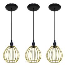 Kit 03 Lustres Pendentes Aramado Balão ideal Balcão De Cozinha Americana bancada area de churrasco