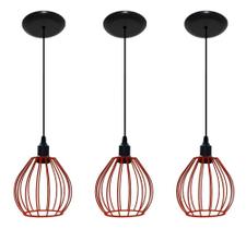 Kit 03 Lustres Pendentes Aramado Balão ideal Balcão De Cozinha Americana bancada area de churrasco