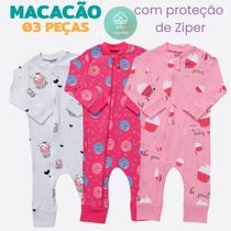 Kit 03 Macacões Manga Longa Algodão Menino/Menina Kit 03 Macacões Manga Longa Algodão Menino/Menina