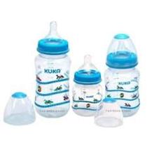 Kit 03 Mamadeira Big Natural Plus Achatado Estampado Kuka Azul