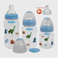 Kit 03 Mamadeira Big Natural Plus Achatado Estampado Kuka Azul