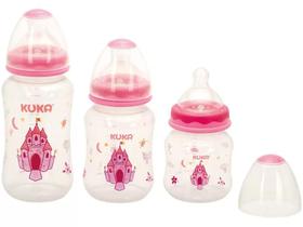Kit 03 Mamadeira Big Natural Plus Achatado Estampado Kuka Rosa