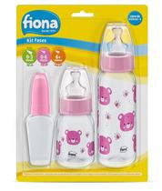 Kit 03 Mamadeiras Fases Desenhos 50/120/240ml Rosa - Fiona