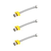 Kit 03 mangueiras engates flexíveis malha inox 40cm