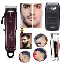 Kit 03 Maquinas profissional salão de beleza cabeleireiro e Barbearia KM-2600 KM 9163 KM 1102