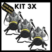 Kit 03 Máscara Respirador Para Proteção Química Gases VOGA Facial 1/4 Com 1 Filtro para pintura contra vapores organicos absorçã