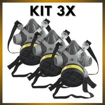 Kit 03 Máscara Respirador Para Proteção Química Gases VOGA Facial 1/4 Com 1 Filtro para pintura contra vapores organicos absorção quimica gases acidos