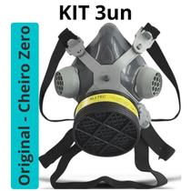 Kit 03 Máscara Respirador Para Proteção Química Gases VOGA Facial 1/4 Com 1 Filtro para pintura contra vapores organicos absorção quimica gases acidos