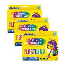 Kit 03 Massinha de Modelar Plastilina 180g 12 Cores Acrilex Kit 03 Massinha de Modelar Plastilina 180g 12 Cores Acrilex