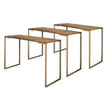 Kit 03 Mesa Escrivaninha Escritório e Home Office Stan Industrial Ferro Dourado Tampo MDF Caramelo - Ahz Móveis