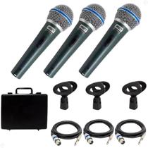 Kit 03 Microfone MXT Dinamico Pro BT58A Metal Com Maleta E Cachimbo E Cabos 3 metros Kit 03 Microfone MXT Dinamico Pro BT58A Metal Com Maleta E Cachimbo E Cabos 3 metros