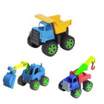 Kit 03 mini caminhão de brinquedo infantil plaspolo