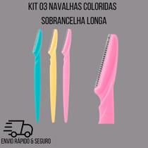 Kit 03 Navalhas Coloridas - Sobrancelha Longa