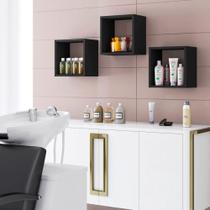 Kit 03 Nicho Decorativo 30x30 Cm Quarto Sala Recepção Salão De Beleza preto Kit 03 Nicho Decorativo 30x30 Cm Quarto Sala Recepção Salão De Beleza preto