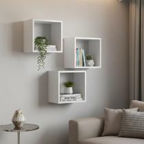 Kit 03 Nichos 20x20 MDF Decoração Casa Sala Quarto Banheiro Escritório